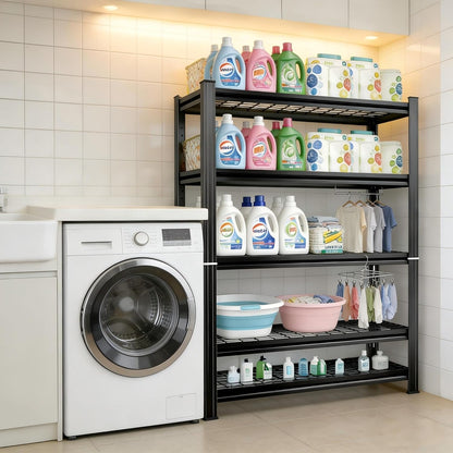Over Washer and Dryer Shelves, Laundry Room Shelves Adjustable Metal Heavy Duty Freestanding Storage Shelving, Washing Machine Rack for Organization and Storage, Black (39.4" W X 17.7" D X 71.2" H)