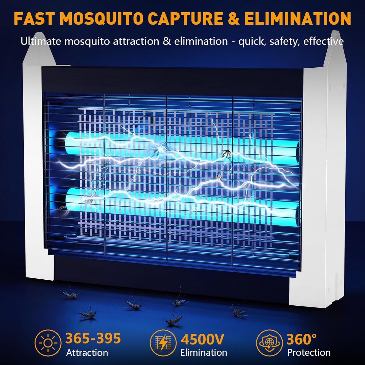 Solar Bug Zapper Outdoor, 4500V Solar Mosquito Zapper for Outdoor & Indoor, 1/2 Acre Coverage Cordless Rechargeable Electric Fly Zapper, IPX5 Waterproof Mosquito Traps for Backyard, Patio, Camping