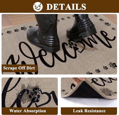 Vaukki Indoor Door Mat 17"x30", Ultra Thin Doormat Indoor Entrance, Non Slip Rubber Backed Inside Welcome Mat for Front Door, Low-Profile Washable Dirt Trapper Entry Floor Mat for Entryway, Sweet Home