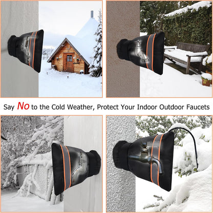 Outdoor Faucet Cover, Thicken Outdoor Faucet Covers for Winter Freeze Protection 5.9" W x 7.1" H Orange Reflective Strip, Outside Faucet Socks Reusable Waterproof Insulated Wrap Spigot Cover, 4 Pack