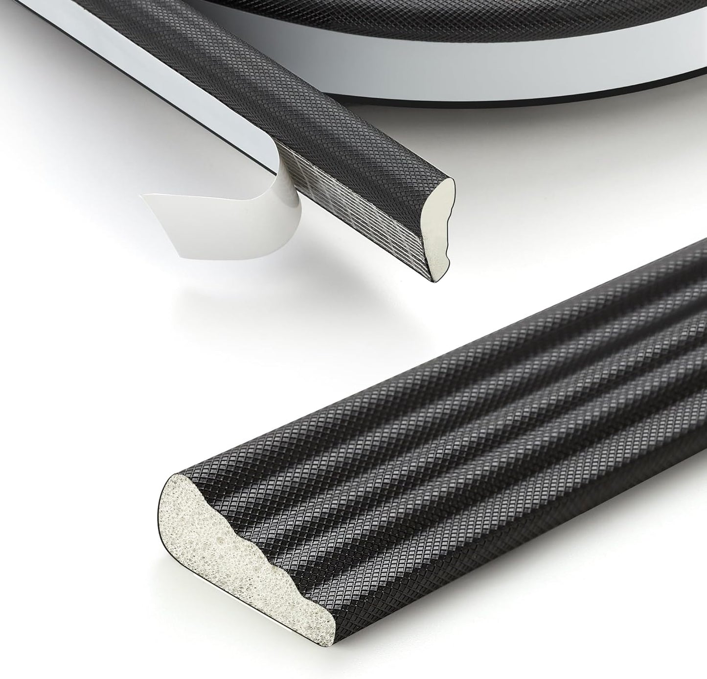 196 Inch Self-Adhesive Wedge Weather Stripping Door Seal & Window Insulation - Soundproof Gap Filler, Draft Stopper Foam Tape for Door Frame, Black