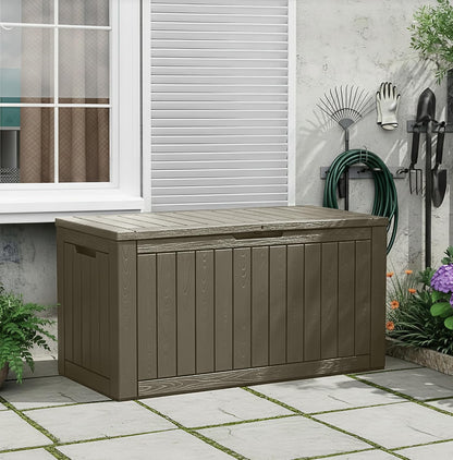 KAMABOKO 31 Gallon Outdoor Storage Box, Resin Deck Boxes Indoor and outdoor, Waterproof Storage Box Lockable Lid for Garden Tools, Package Delivery, Pool Supplies, Patio Cushions, Black