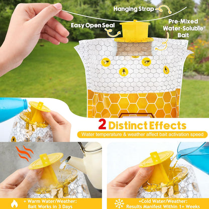 6 Pack Big Fly Traps Outdoor Hanging for Patio, Flies Bags Outdoor Disposable with 50g Bait, Bug Fly Hunter Catcher Killer Control for Barn Horse Ranch Chicken Coop