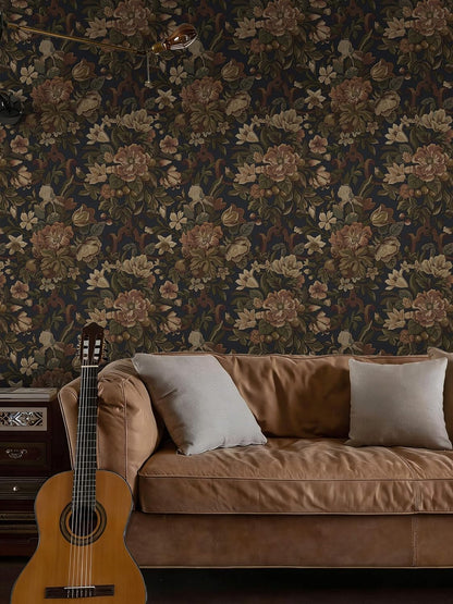 Dimoon 17.3''x78.7'' Peel and Stick Wallpaper Floral Cute Contact Paper Vintage Village Country Cottage Wallpaper Farmhouse Yellow Beige Renter Friendly Geometry Waterproof Embossed Kitchen Bedroom