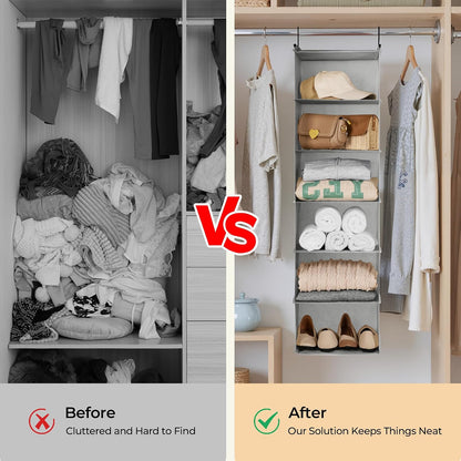 GRANNY SAYS 3-Shelf Hanging Closet Organizer and Storage, Collapsible Hanging Closet Shelves, Hanging Organizer for Closet & RV, Gray, 29 ½" H X 12" W X 12" D, 1-Pack