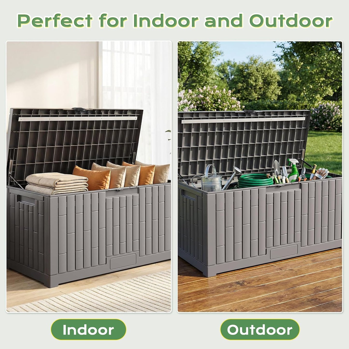 Jocoevol Deck Box 60 Gal, UV Resistant & Waterproof Outdoor Storage Box with Lock, Easy Assemble Storage Bins Container for Pool Patio Garden