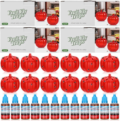 12 Pack Fruit Fly Traps for Indoors 12 Bottle 0.68oz Refills Liquid, Fruit Fly Killer Gnat Traps for Indoor 540 Days Supply of Reusable Gnat Trap with Lure for Kitchen House Dining(Clear)