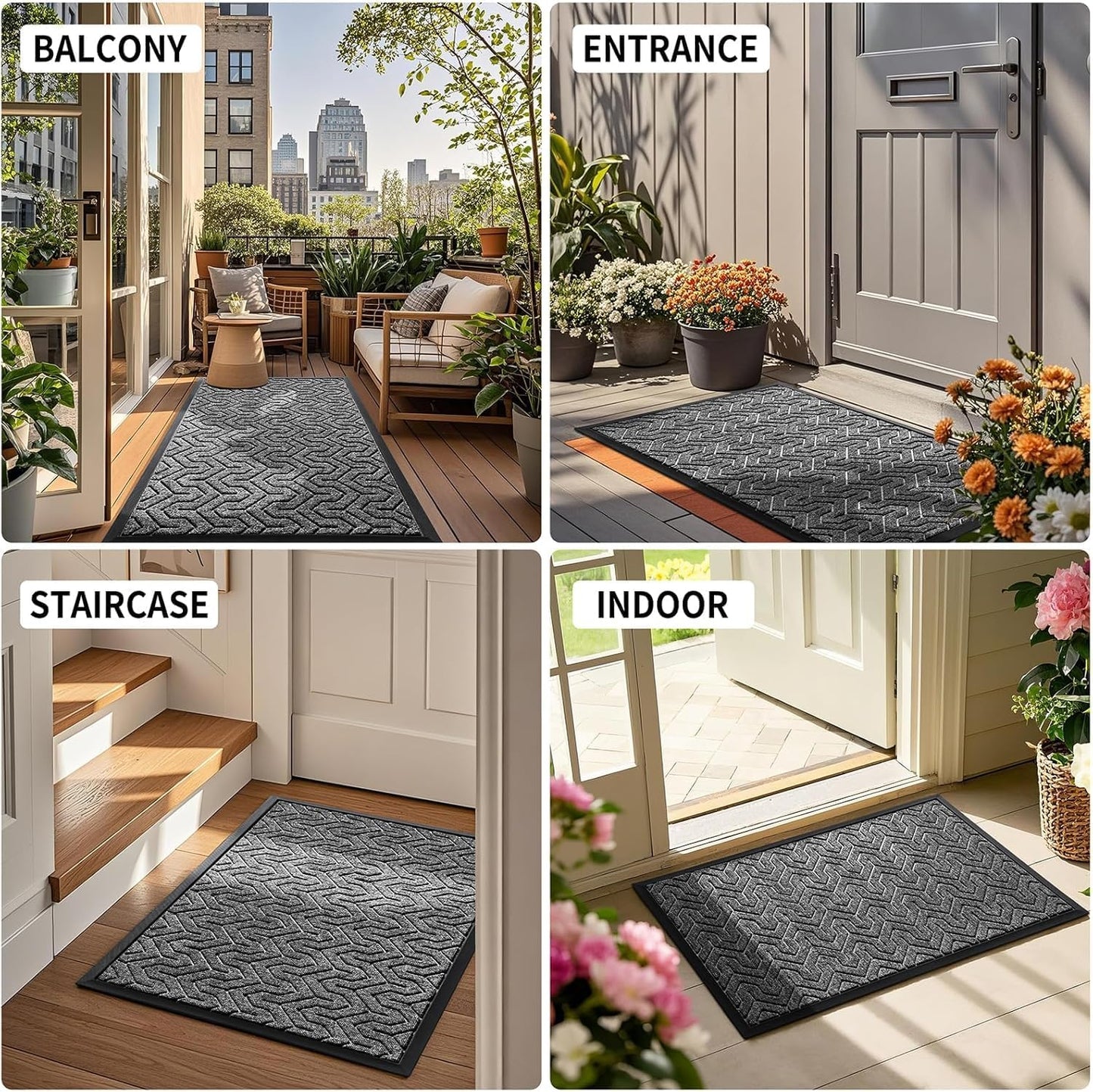 Yimobra Front Door Mat Outside Entrance 29.5x17, Waterproof Heavy Duty Outdoor Mats for Front Door, Non Slip Rubber Entry Mat for Garage Patio Indoor, Grey