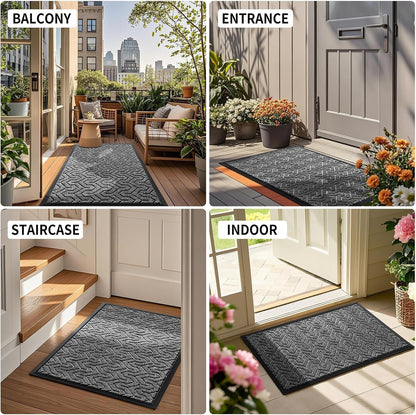 Yimobra Front Door Mat Outside Entrance 29.5x17, Waterproof Heavy Duty Outdoor Mats for Front Door, Non Slip Rubber Entry Mat for Garage Patio Indoor, Grey