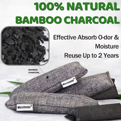 Marsheepy 6 Pack Activated Charcoal Odor Absorber Bags, Shoe Deodorizer insert and Shoe Odor Remover, 100% Natural Shoes Smell Remover，Shoe Odor Eliminatorr (60g X 6 PACK)