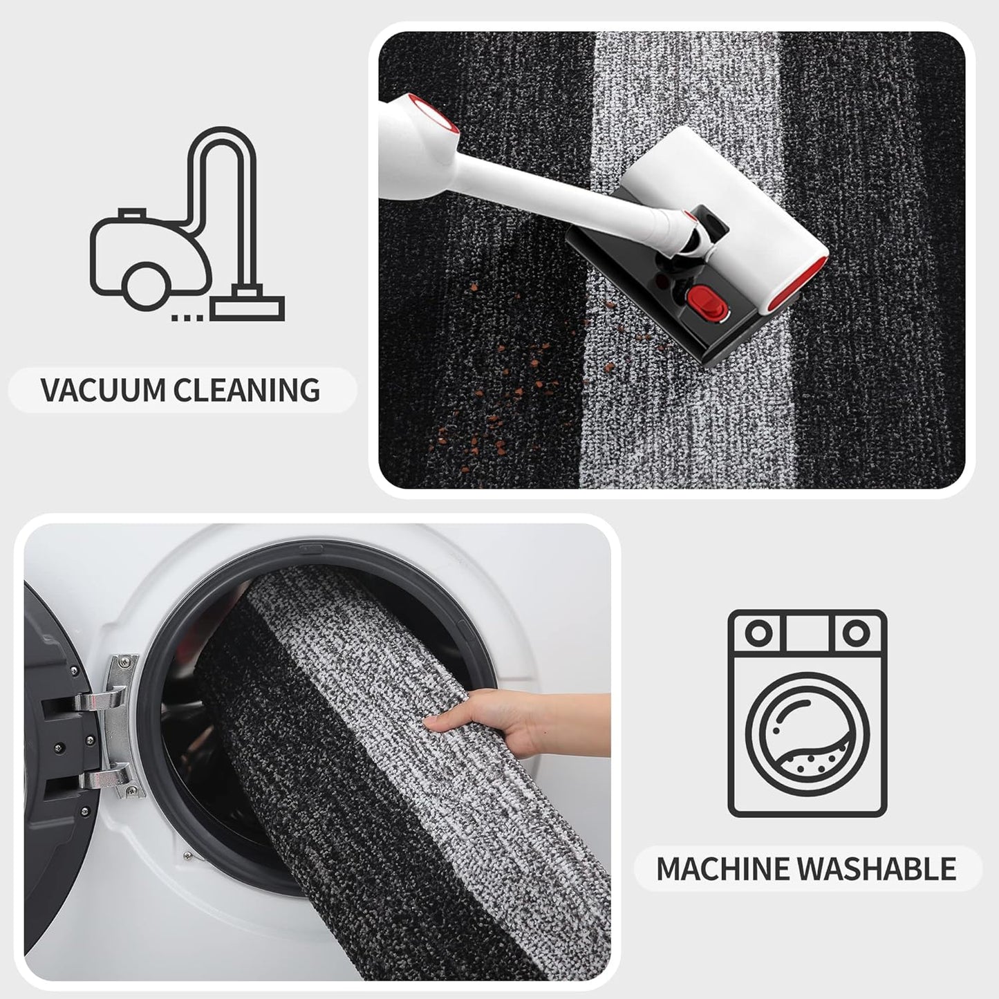 Kitinjoy Indoor Outdoor Door Mat, 32x20 Non-Slip Absorbent Dirt Trapper, Low-Profile Washable Inside Entrance Front Floor Mat, Sturdy Soft Entry Doormats for Entryway, Grey