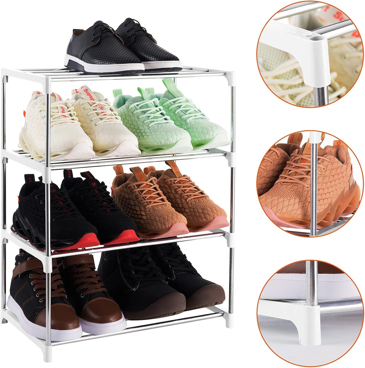 3-Tier Stackable Small Shoe Rack, Lightweight Shoe Shelf Storage Organizer for Entryway, Hallway and Closet(Black)
