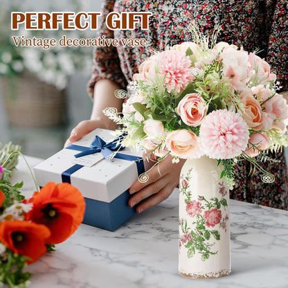 2 Pcs Ceramic Small Vase Rustic Farmhouse Vase Boho Vases Home Decoration for Your Kitchen Bedroom Office Bathroom & Shelf Centerpiece Table Decorative(Simplicity)