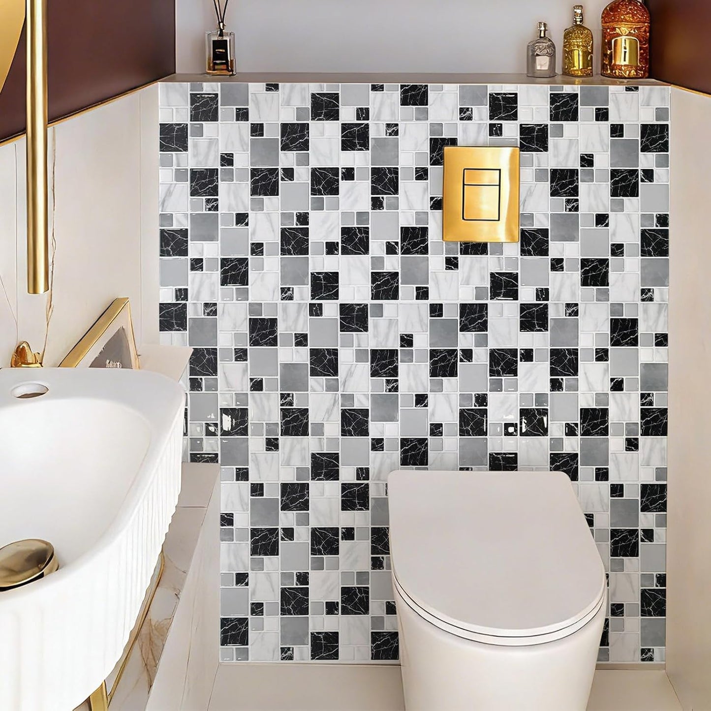 5 Sheets Peel and Stick Backsplash, Self Adhesive Wall Tiles, 3D Adhesive Tile Backsplash, 12"x12"Premium Self Adhesive Wall Tiles Peel and Stickfor Kitchen, Bathroom, RV(Spring Moss)