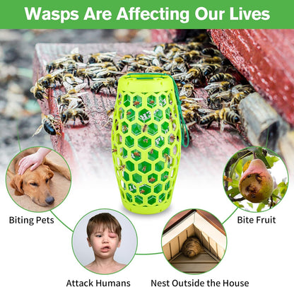Wasp Trap Bee Catcher - Outdoor Hanging Carpenter Bee Traps with 4 Sticky Boards, Non-Toxic Reusable Hornet & Yellow Jacket Trap, 2 Pack (Orange)