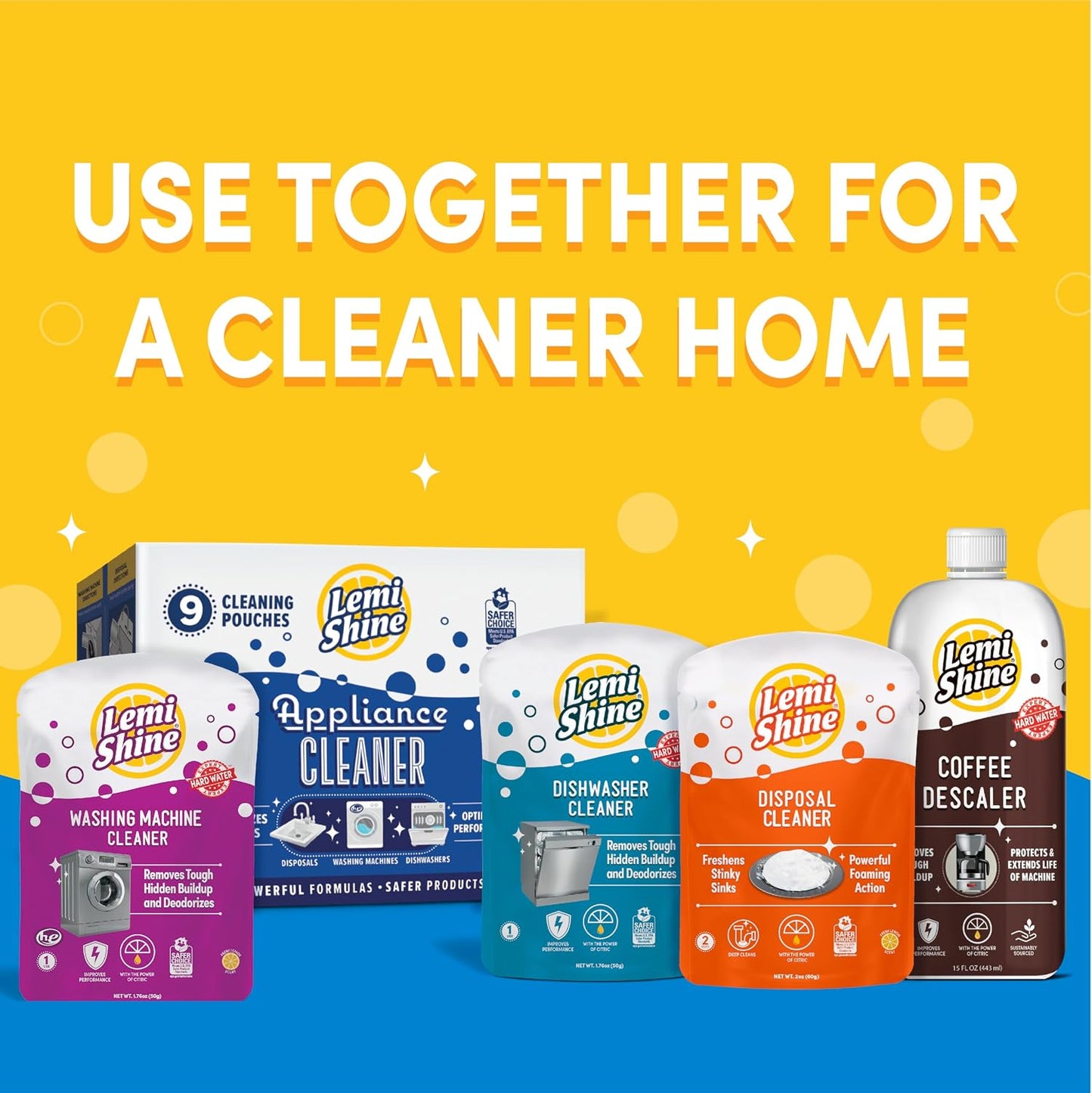 Lemi Shine Garbage Disposal Cleaner and Deodorizer Powered By Citric Acid | Foam Cleaner For Kitchen Garbage Disposal with a Natural, Fresh Lemon Scent (2 Count)