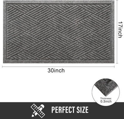 HIYARD Sturdy Front Door Mat, Absorbent Muddy Dirt Resist Welcome Door Mats Outdoor Indoor, Stain and Fade Resistant, Non-Slip Rubber Backing Low Profile Doormat for Entryway, 30×17, Beige