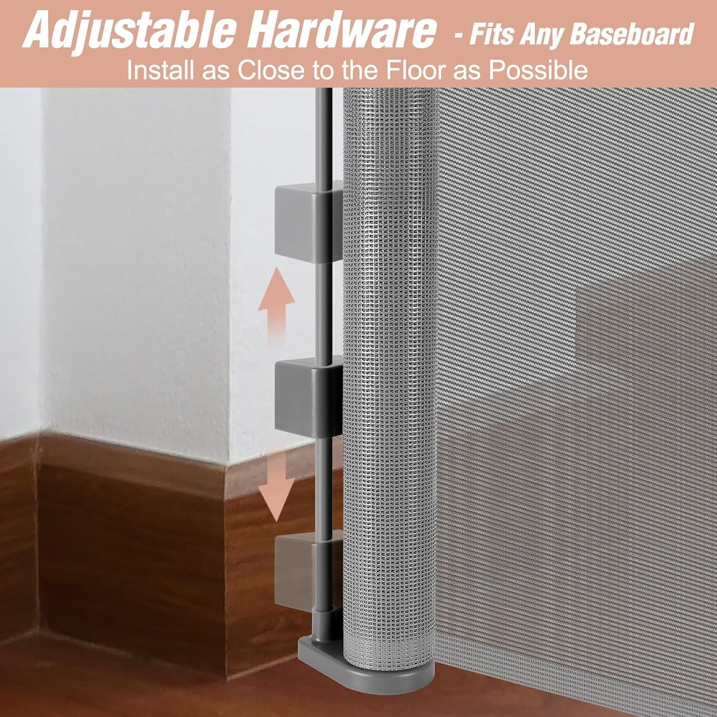 Newly Enhanced - 42" Tall × 120" Extra Wide Retractable Baby Gate Keeps Pets from Getting Under Tall Dog Gate, Indoor/Outdoor Baby Gates for Dogs, Retractable Dog Gate for Large Openings, White