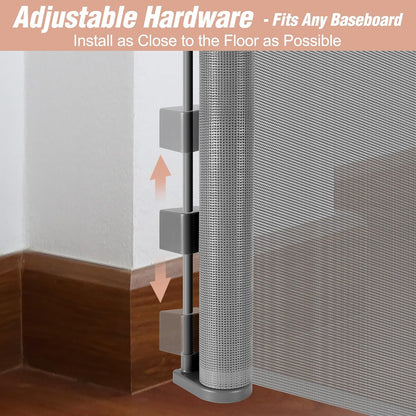 Newly Enhanced - 42" Tall × 120" Extra Wide Retractable Baby Gate Keeps Pets from Getting Under Tall Dog Gate, Indoor/Outdoor Baby Gates for Dogs, Retractable Dog Gate for Large Openings, White