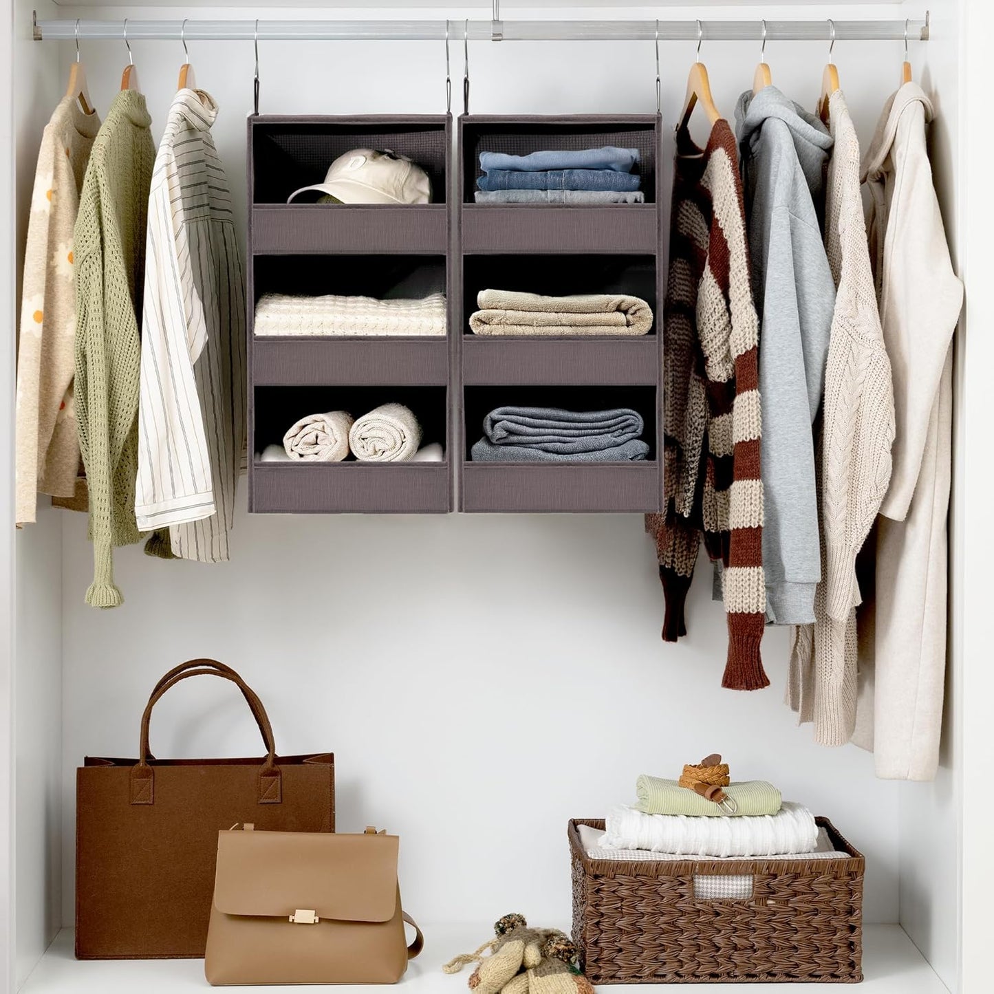 GRANNY SAYS 3-Shelf Hanging Closet Organizer and Storage, Collapsible Hanging Closet Shelves, Hanging Organizer for Closet & RV, Gray, 29 ½" H X 12" W X 12" D, 1-Pack