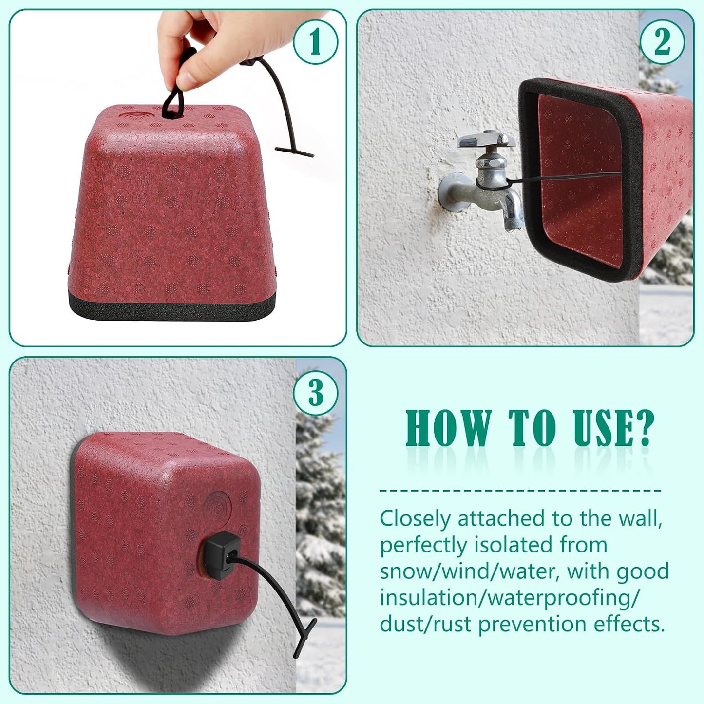 2 Pack Outdoor Faucet Covers for Winter, Heavy Duty Faucet Spigot Covers Winter Insulated, Reusable Outdoor Faucet Covers Hose Bib Covers for Winter Freeze Protection (Red)