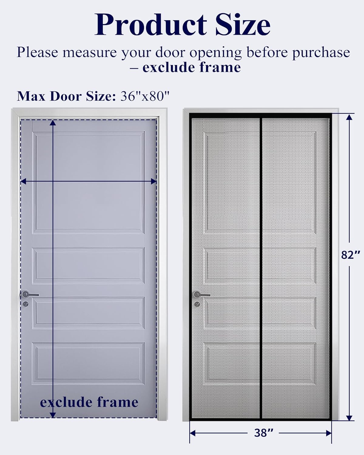 Kitsure Magnetic Screen Door - 38.0 x 82.0 in Retractable Screen Door Mesh for Front Door or Sliding Door, Pet & Kid Friendly, Hands-Free Closure Keeps Bugs Out & Lets Breeze in, Stripe Black