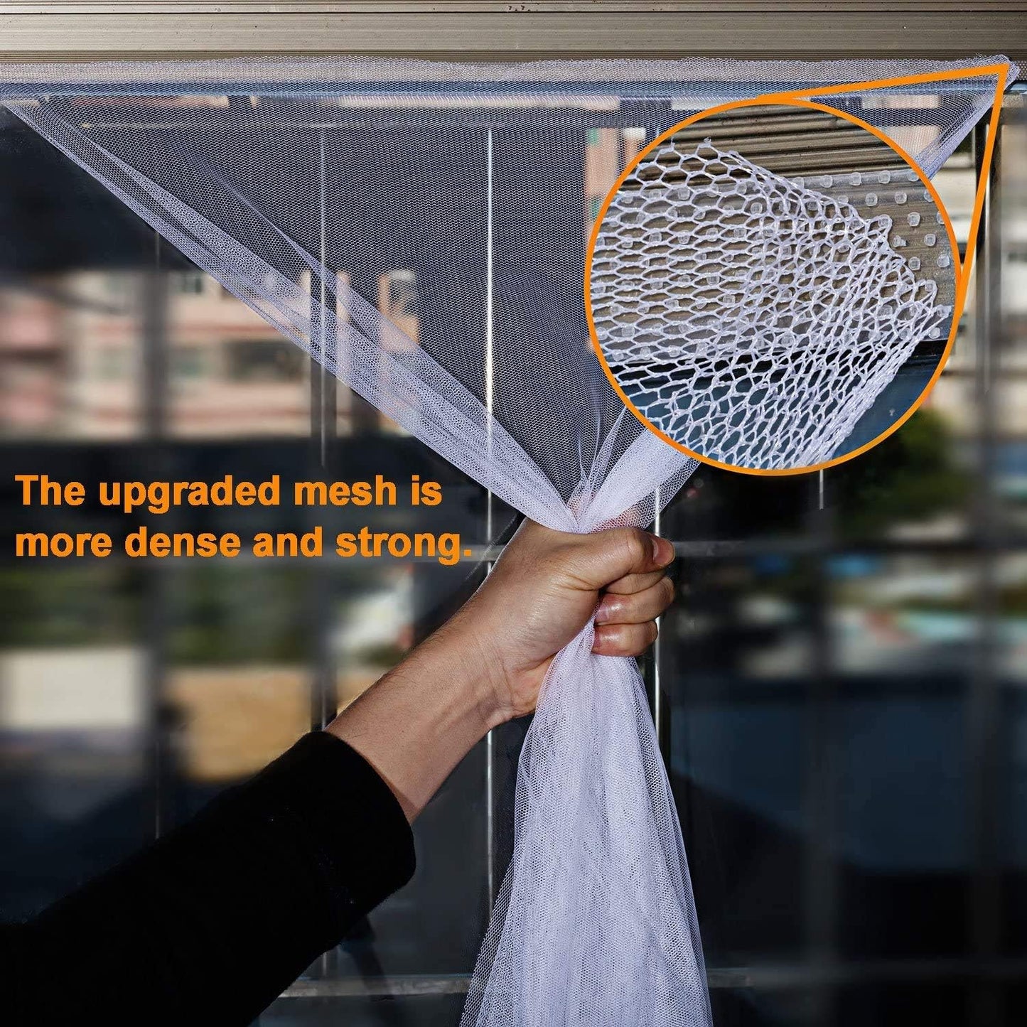 DIY Window Screen Curtain, 2 Packs of Mesh Netting 51 * 61 inches with [Upgrade] Self-Adhesive Hook Tapes & Cutter, Suitable for Multiple Windows, White (Set of 2)