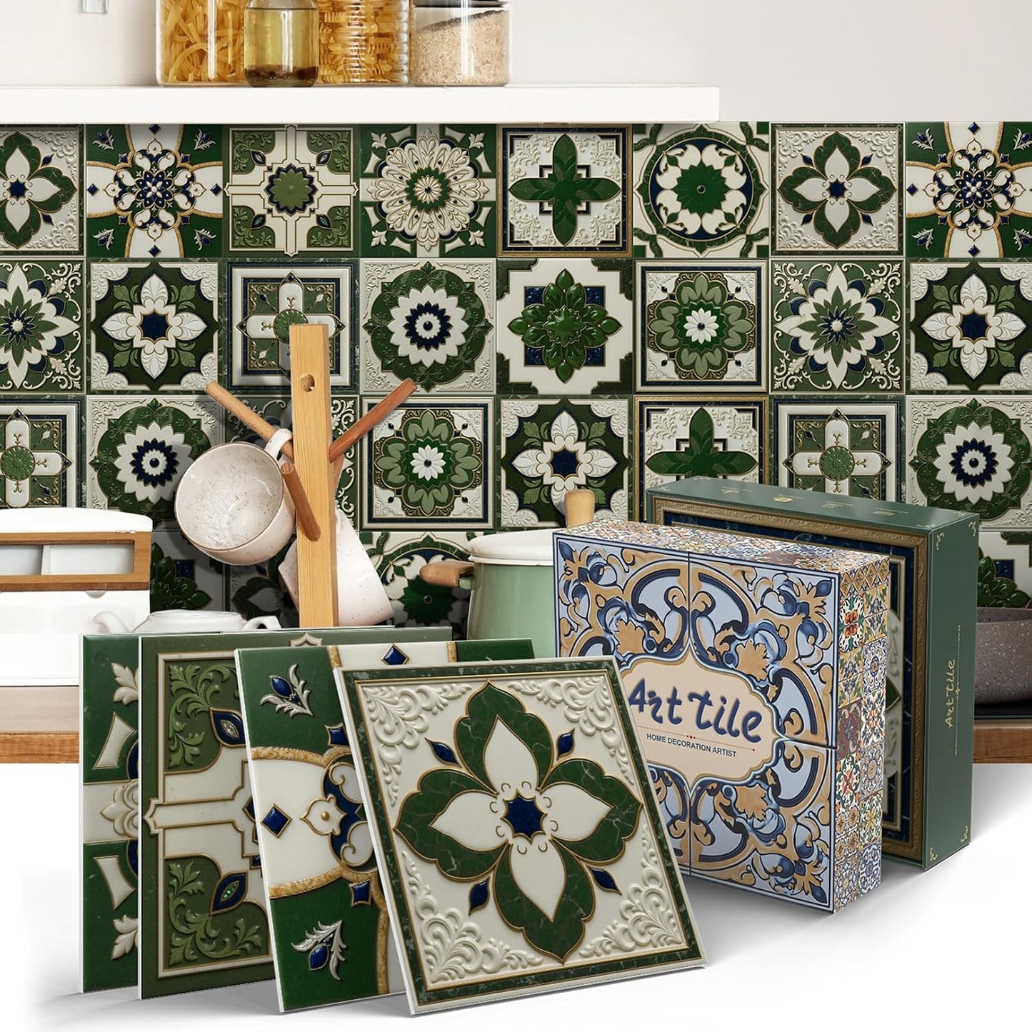Peel and Stick Backsplash Tile Sticker for Kitchen and Bathroom Walls - 24 Removable 5.9"x5.9" Tiles, Waterproof