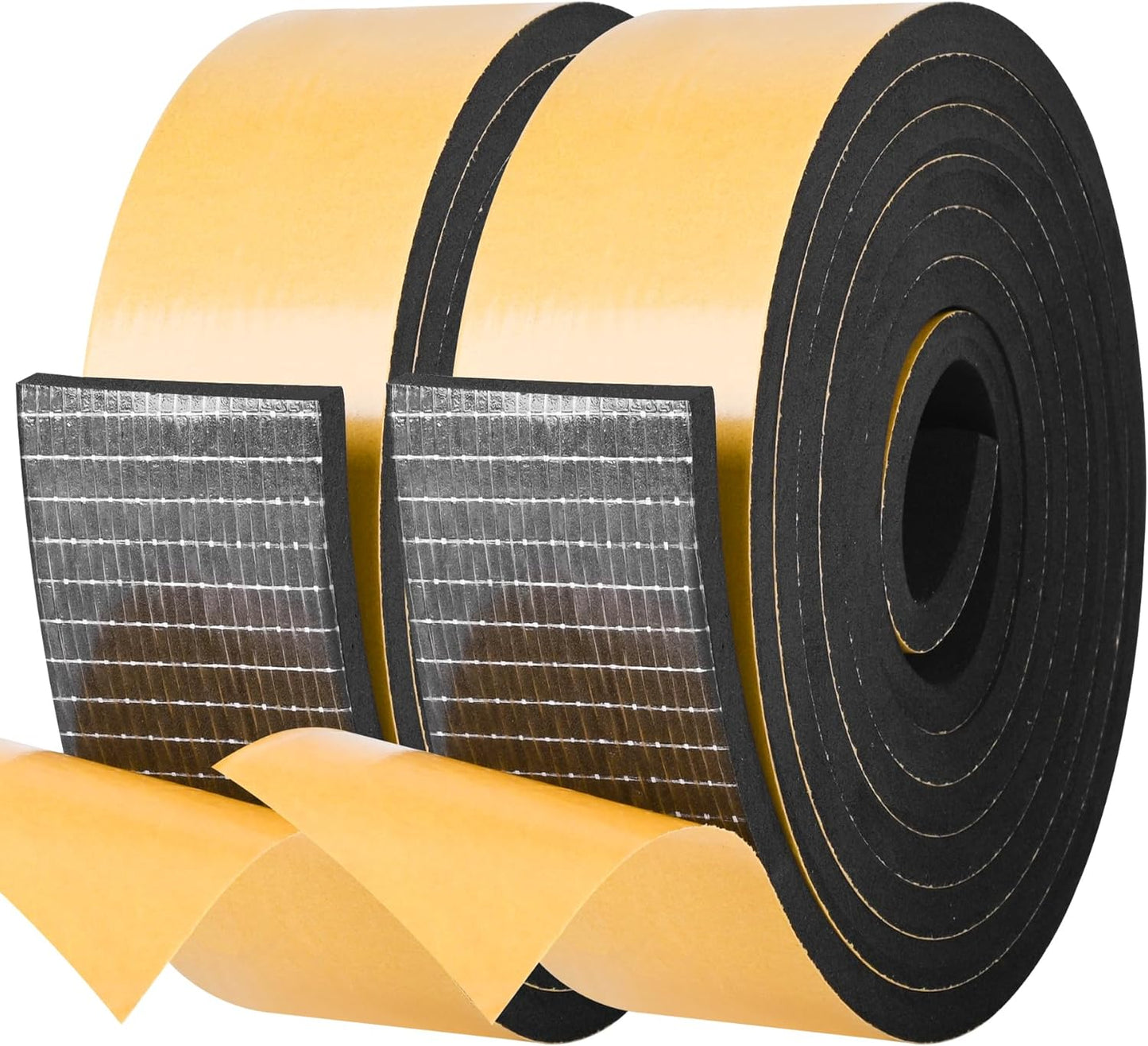 Kikerike Self Adhesive Foam Tape Weatherstrip 1/2In x 1/4In x 16.5Ft High Density Foam Insulation Strips Seal Weather Stripping with Strong Adhesive for Door and Window Sound Isolation Soundproofing