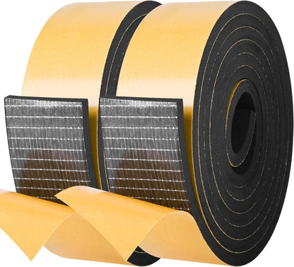 Kikerike Self Adhesive Foam Tape Weatherstrip 1/2In x 1/4In x 16.5Ft High Density Foam Insulation Strips Seal Weather Stripping with Strong Adhesive for Door and Window Sound Isolation Soundproofing