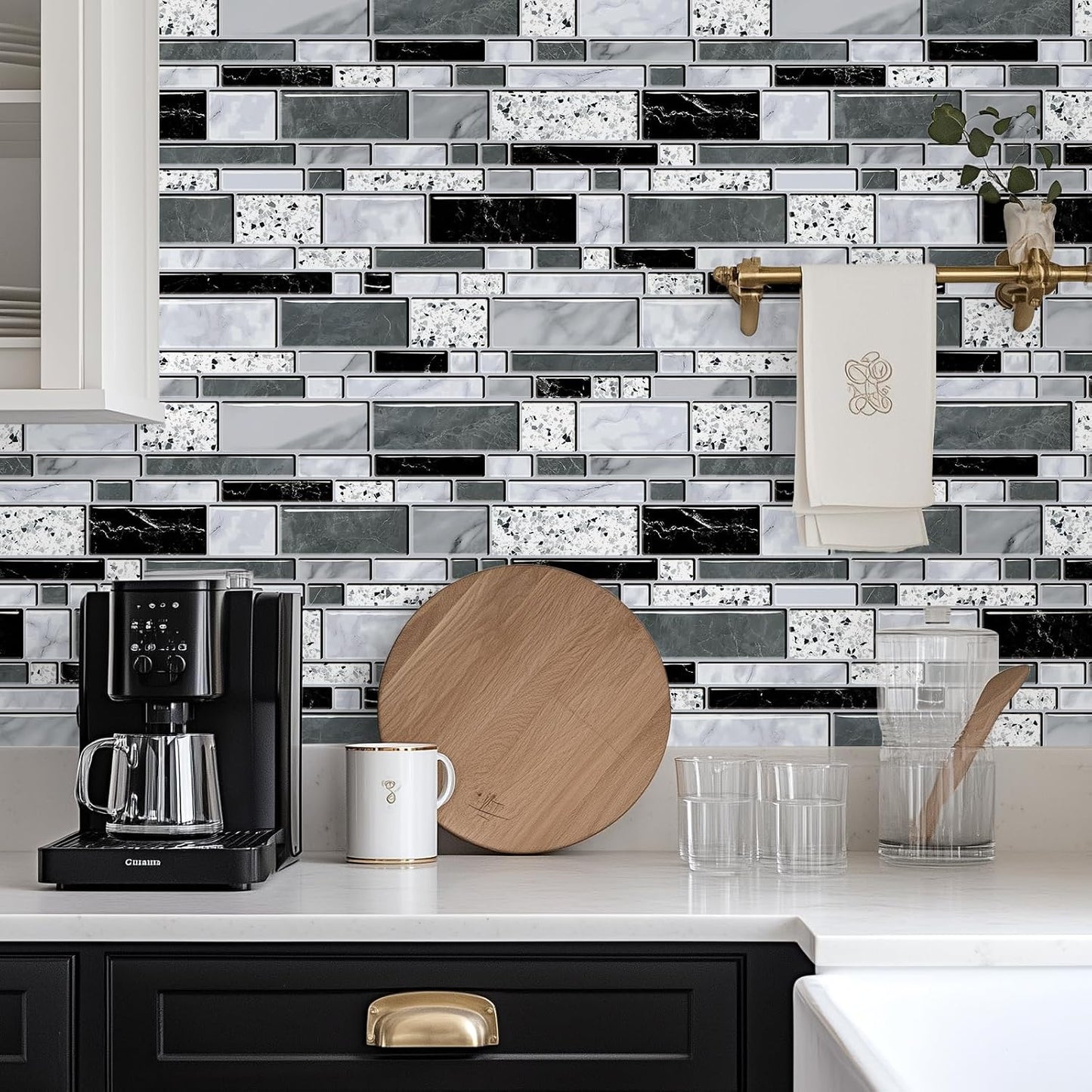 WENMER Peel and Stick Backsplash Wallpaper, Kitchen Backsplash Wallpaper, Kitchen Peel and Stick Wall Paper, Tile Contact Paper for Countertop, Bathroom 17.7"x 78.7"