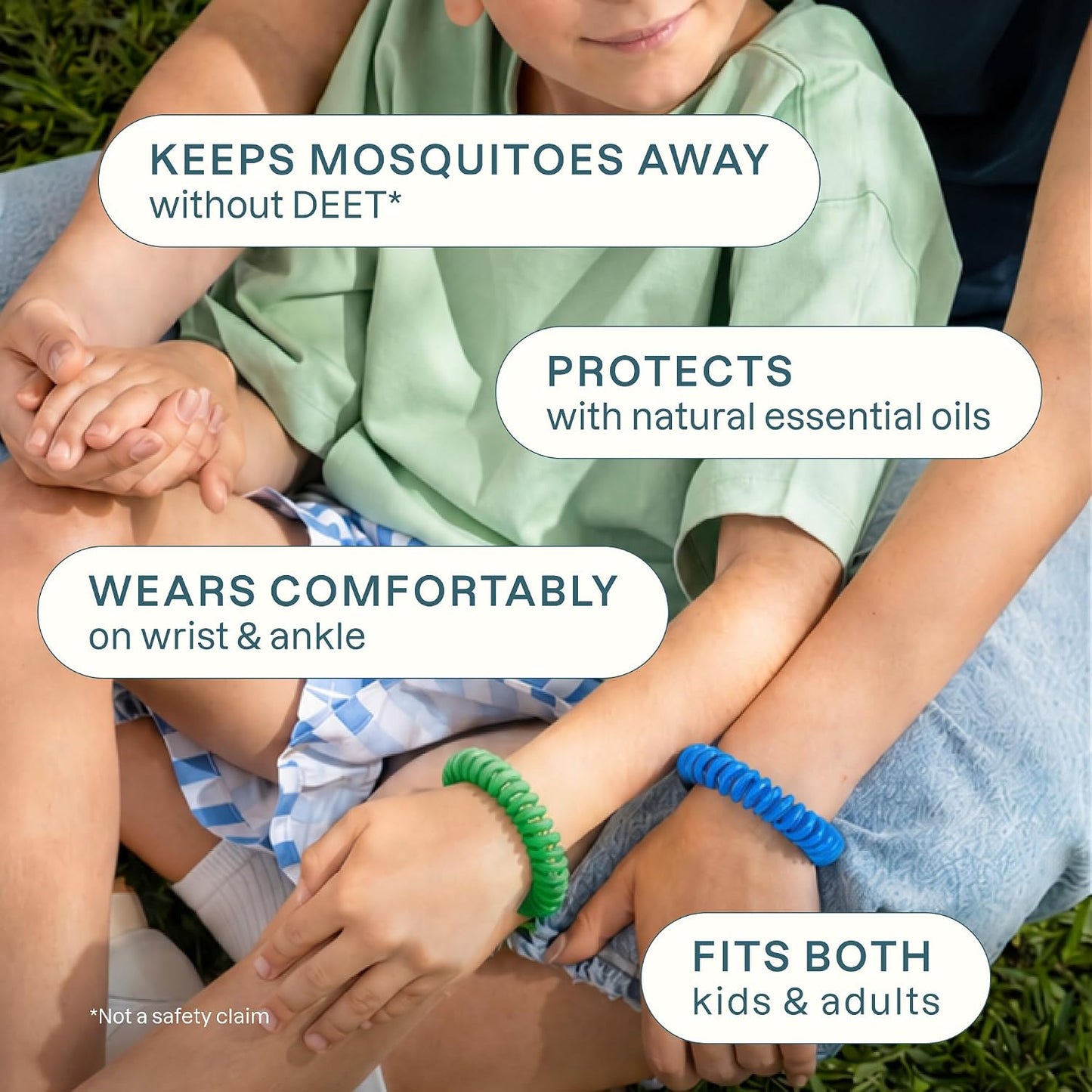 Cliganic 10 Pack Mosquito Repellent Bracelets for Adults & Kids - Natural DEET-Free Bands, Individually Wrapped