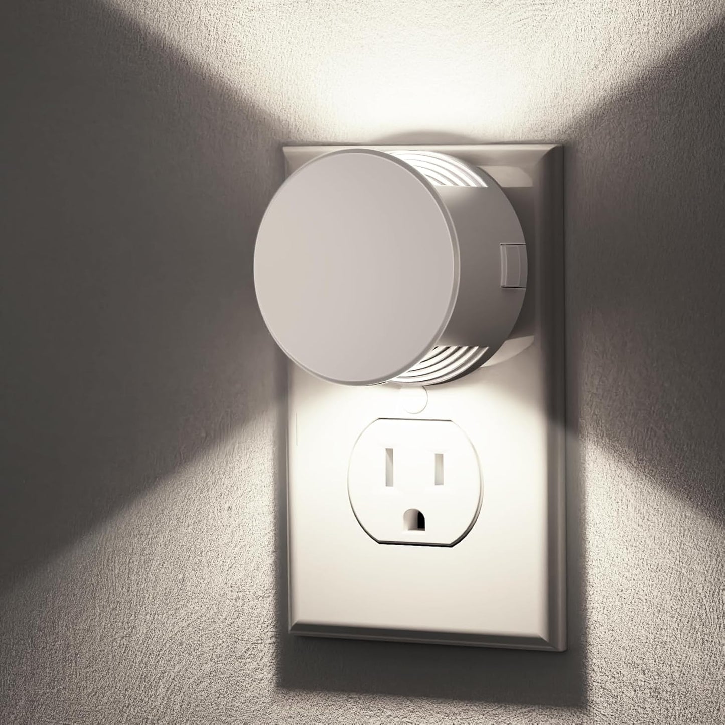 Briignite Night Lights Plug into Wall [2 Pack], White Night Light Dusk to Dawn Sensor Nightlight, Brightness Adjustable 3000K Soft White, Plug in Night Light for Bedroom, Hallway, Stairs, Kitchen