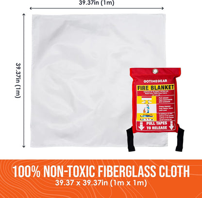 Go Time Gear Emergency Fire Blanket for Home and Kitchen, Fire Retardant Emergency Fire Blanket Kit, Survival Fireproof Blanket Up to 1,200 Degrees Fahrenheit
