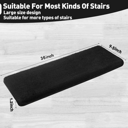 PURE ERA Carpet Stair Treads Ultra Plush 9.5" X 30"Soft Bullnose Indoor Stair Protectors Pet-Friendly Non-Slip Skid Resistant Tape Free Washable Reusable(2 Pieces,Brown)