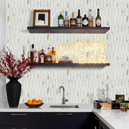 Vamos Peel and Stick Backsplash Seamless Tile for Kitchen and Bathroom,White and Beige Slate PVC Mixed Light Gold Self Adhesive Fish Scale Metal Mosaic Tiles (10 Sheets)