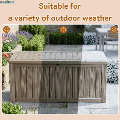 230 Gallon Large Outdoor Storage Box Waterproof, UV Resistant Resin Deck Box with Hydraulic Rod & Lockable Latch for Patio Furniture, Outside Storage Box for Garden Tools, Patio Cushions, Black