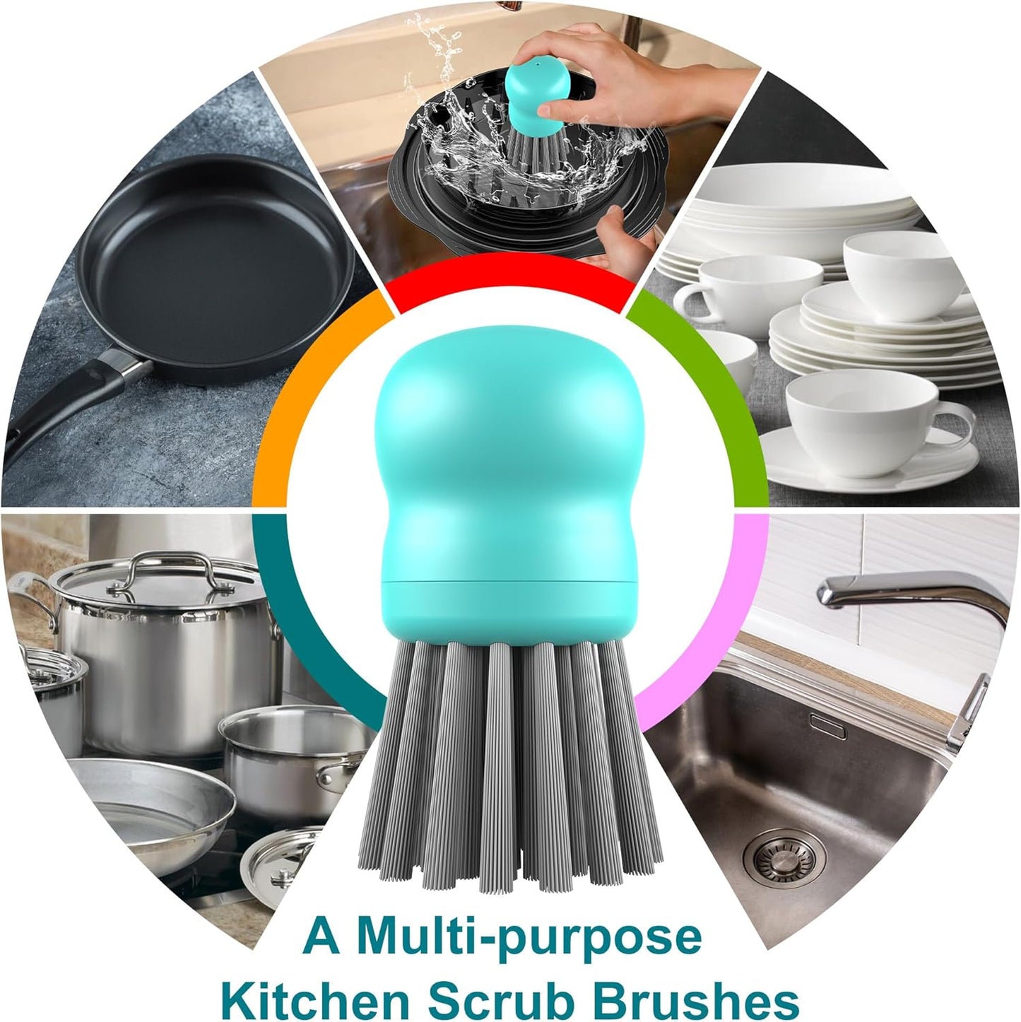 Mini Dish Brush for Cleaning Chicken Shredder, Palm Brush Dish Scrubber with Ergonomic Grip, Kitchen Brush for Washing Dishes, Pans, Pots, Sink (1, Black)