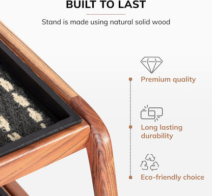 Anji Mountain Heavy Duty Waterproof Wooden Shoe Storage Mat Organizer/Boot Storage Tray Multi Use for Entryway with Coir, Tan Rectangle Embossed Insert, 1 Tier, Fits 2 Pair (26.5" Wide)