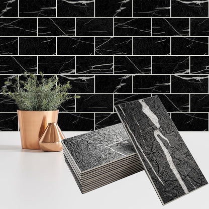 StyloVue 100 Pieces Peel and Stick Backsplash for Kitchen, 3" x 6" PVC Subway Tile, Glossy White with Dark Gray Grout, Self Adhesive Stick on Wall Tiles for Kitchen, Bathroom, Fireplace, RV