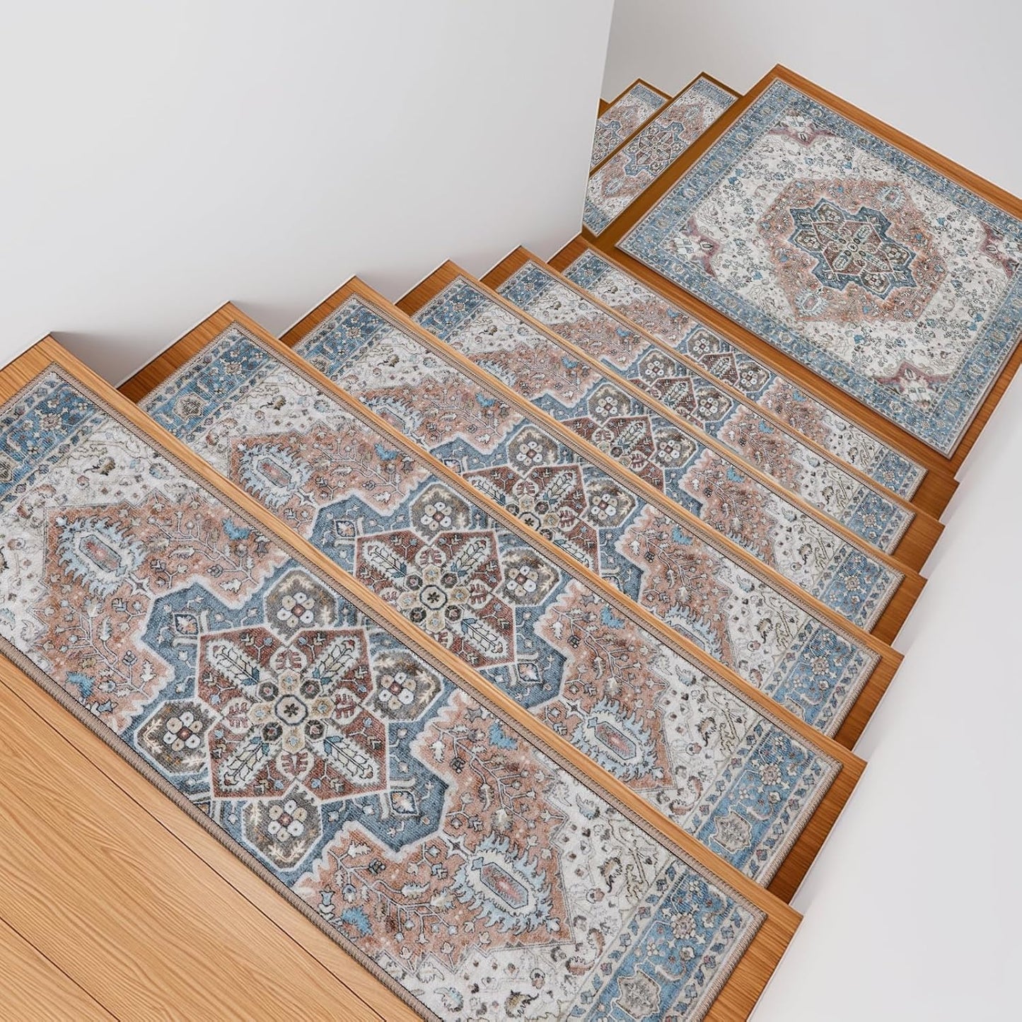 OJIA Stair Treads Non Slip for Wooden Steps Indoor 15PCS Carpet Stair Treads, Rubber Backing Stair Carpet Treads, Residue Free 8"x30" Staircase Step Treads Edging Stair Rugs for Kids & Pets, Gray
