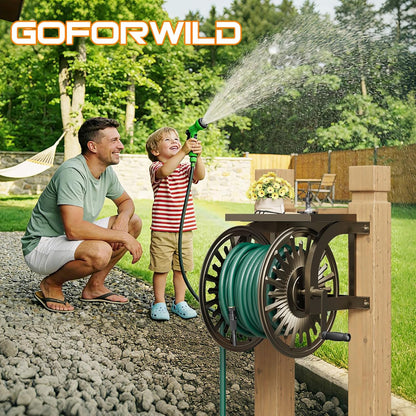 GOFORWILD Garden Wall Mount Hose Reel, Decorative Hose Reel, Garden Heavy-Duty Water Hose Holder Winder, Holds 200-Feet of 5/8-Inch Hose