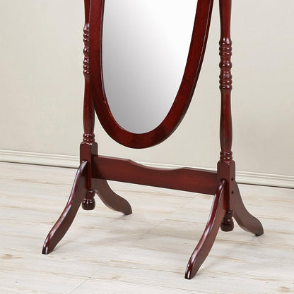 Full Length Mirror with Stand - Traditional Queen Anna Cheval Style in Solid Wood, Freestanding Adjustable Tilting Oval Glass for Bedroom & Dressing Room (Cherry)