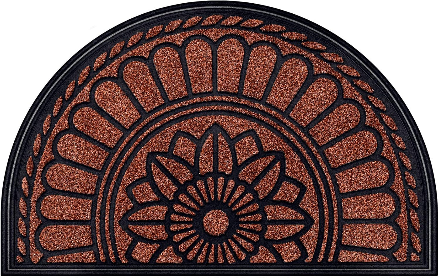 Mibao Front Door Mat Indoor Outdoor Entrance, Semicircular Entrance Mat, Half Round Waterproo Non-Slip Durable Rubber Door Mats, Low Profile Heavy Duty Doormat for Garage, Patio, 30" x 18", Yellow