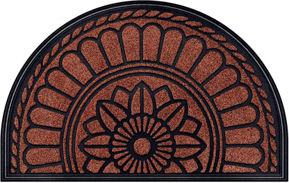 Mibao Front Door Mat Indoor Outdoor Entrance, Semicircular Entrance Mat, Half Round Waterproo Non-Slip Durable Rubber Door Mats, Low Profile Heavy Duty Doormat for Garage, Patio, 30" x 18", Yellow