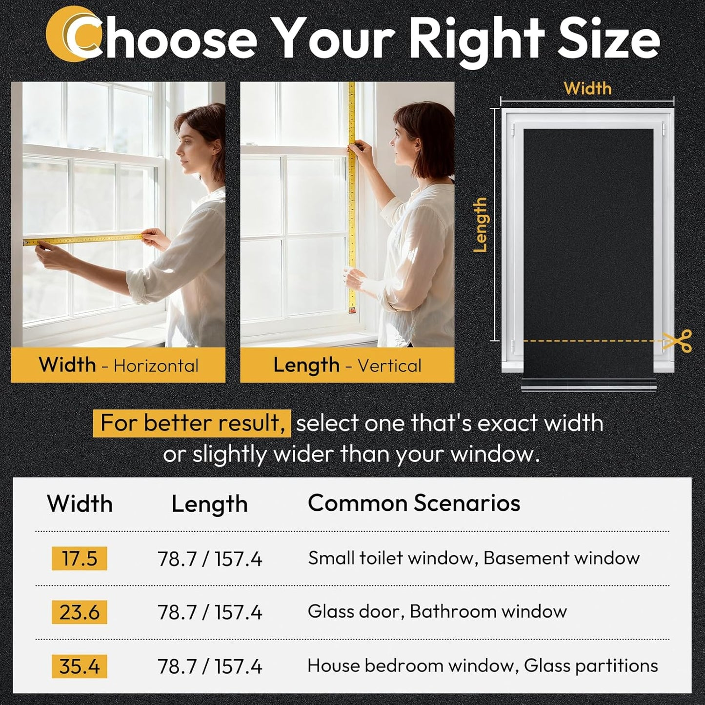 rabbitgoo Frosted Glass Window Privacy Film, No Glue, Anti-Glare Heat Blocking, Easy to Install, Renter Friendly Removable Opaque Bathroom Window Clings for Glass, 17.5" x 78.7"