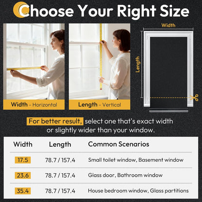 rabbitgoo Frosted Glass Window Privacy Film, No Glue, Anti-Glare Heat Blocking, Easy to Install, Renter Friendly Removable Opaque Bathroom Window Clings for Glass, 17.5" x 78.7"