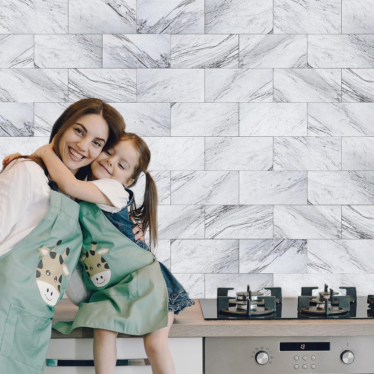 Art3d 102-Piece Peel and Stick Wall Tile for Kitchen Backsplash, Bathroom, Fireplace, 3in. × 6in. Stick on Subway Tile, Glossy White