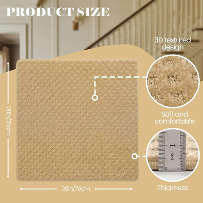 DEXDE Bullnose Stair Treads for Wooden Steps Non-Slip Stair Runner, 14 Pcs | Reusable bullnose carpet Stair Treads Indoor, Peel and Stick Stair Rugs with Edge Protection, Soft Washable, 30"x9.5" Grey