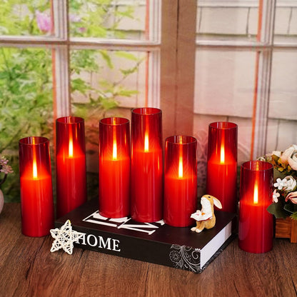 kakoya Flameless Candles Upgraded Realistic Flickering Flame,Battery Operated LED Candles with Remote Timers,Acrylic Electric Candles Set of 3(D 3" xH 4" 5" 6")（Grey）